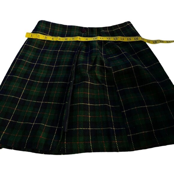 35th & 10th Womens Sz M Mini Button Skirt Green Plaid Flannel Flat Front - Picture 2 of 6